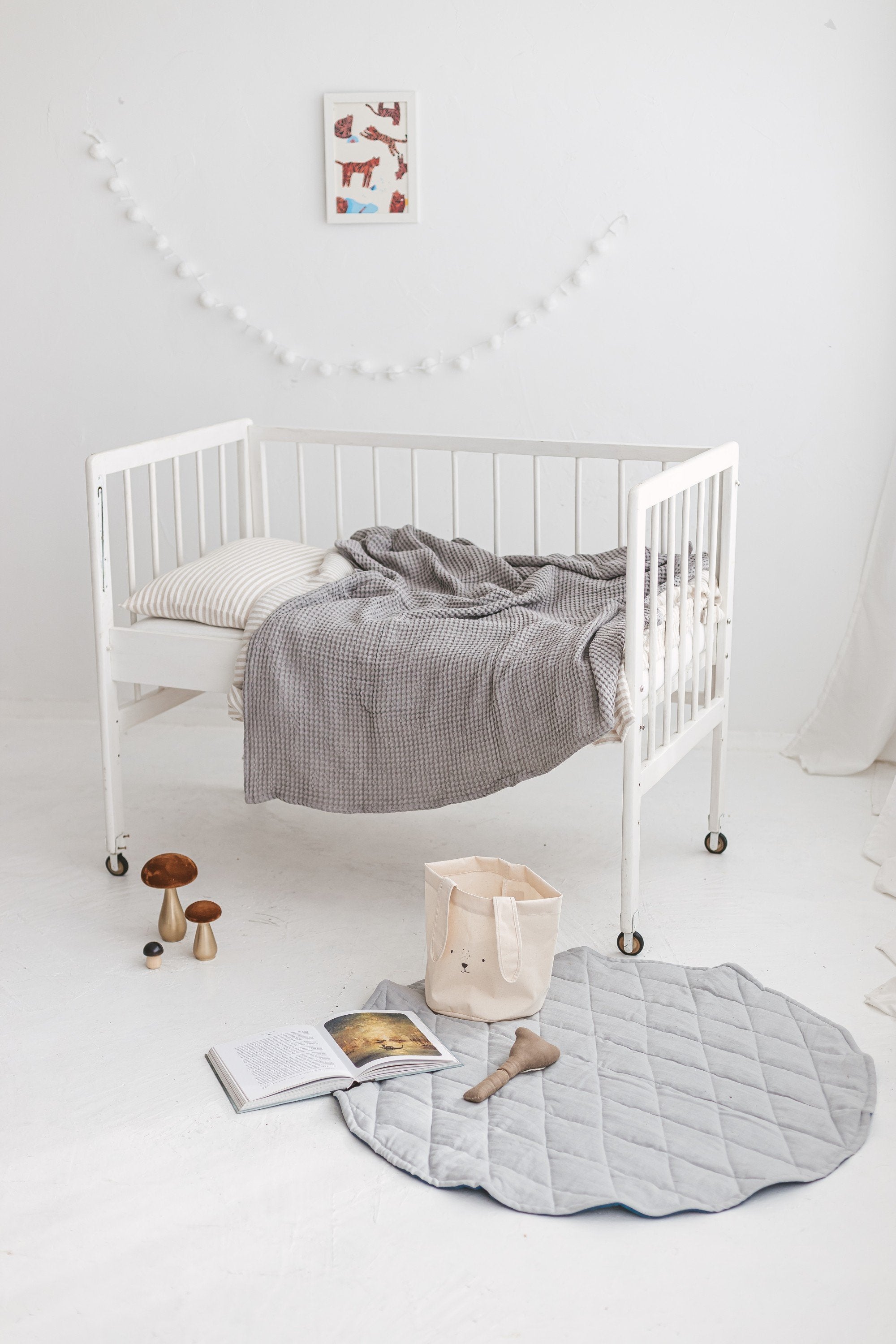 Light Gray Waffle Linen Baby Blanket