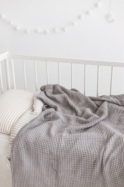 Light Gray Waffle Linen Baby Blanket