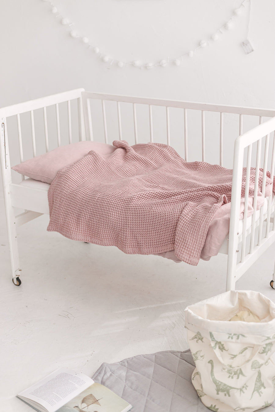 Light Rose Waffle Linen Baby Blanket