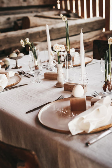 White Large Linen Tablecloth