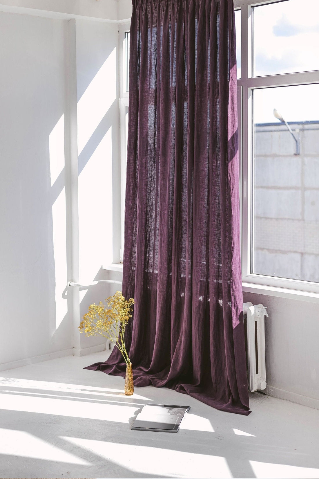 110&quot;/ 280 Cm Width Plum Linen Curtain