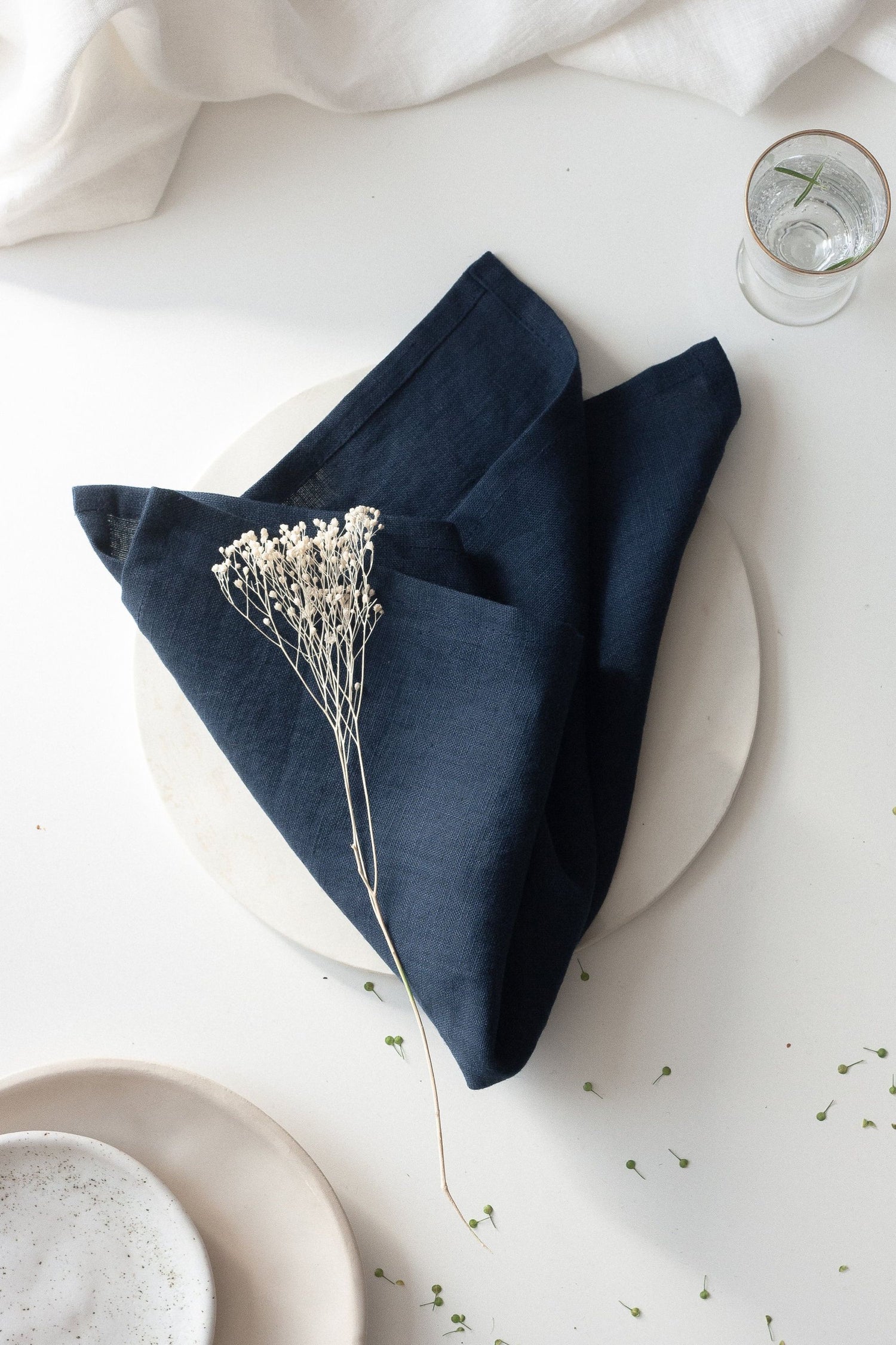Dark Blue Linen Napkins Set Of 2