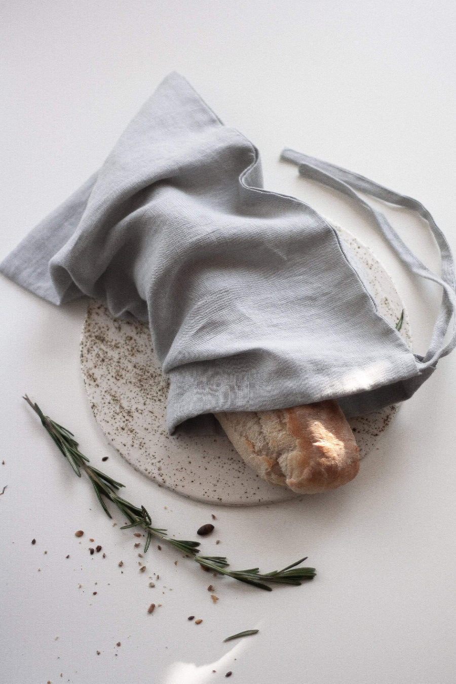 Cloud Gray Linen Bread Bags Set Of 2