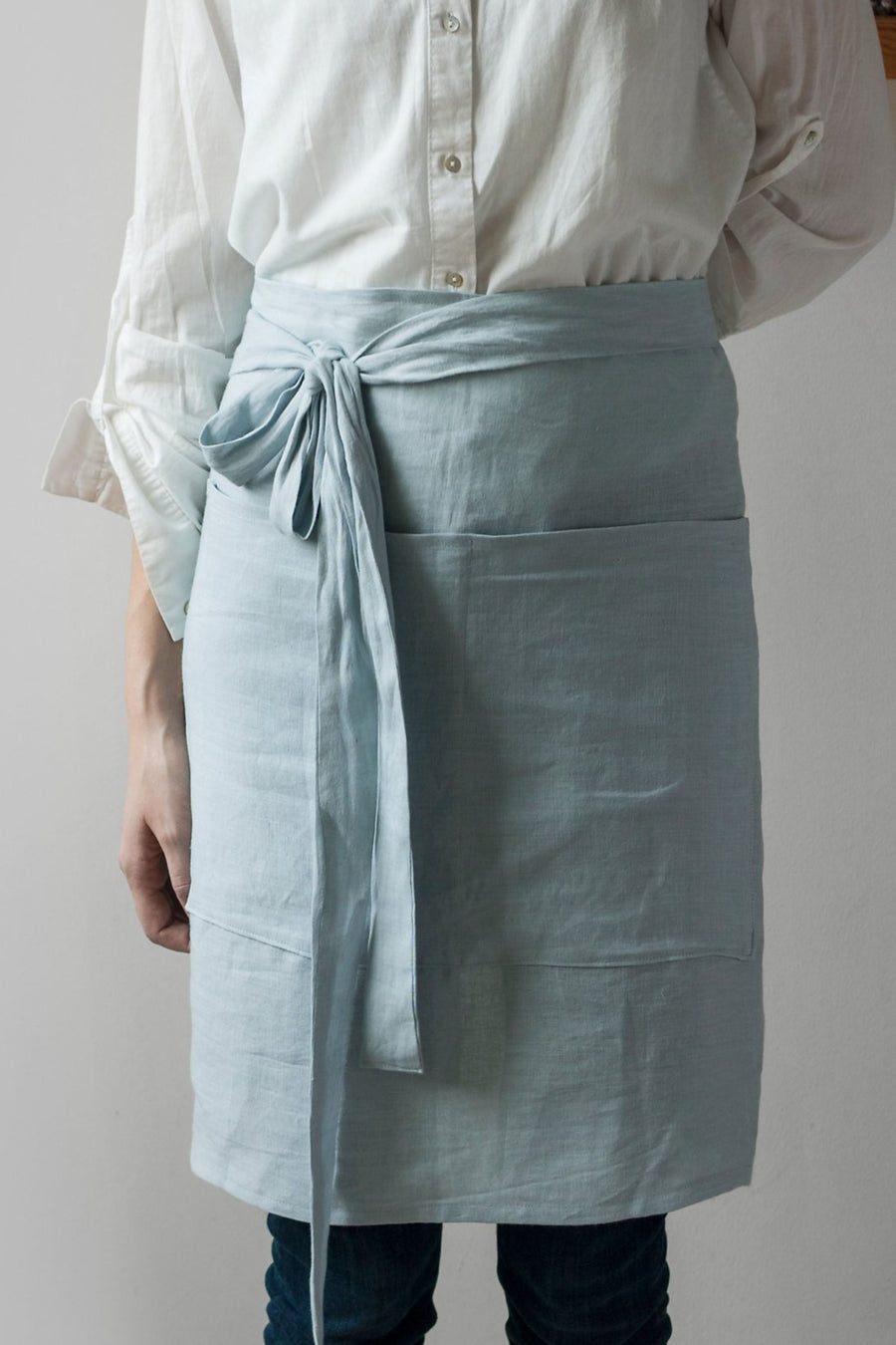 Ice Blue Linen Apron