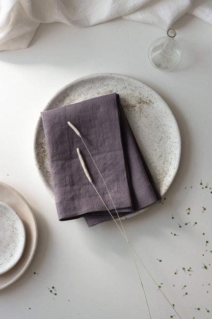 Grape Linen Napkins Set Of 2 Mitered Corners