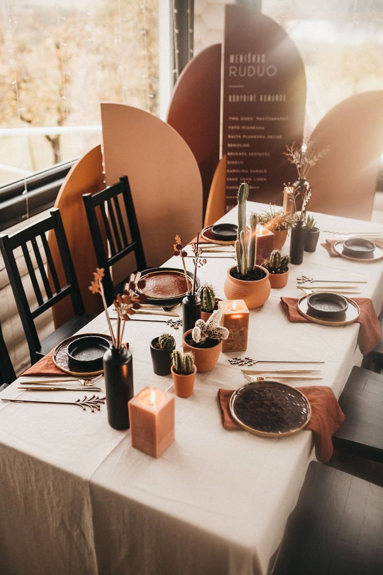 Rusty Large Linen Tablecloth
