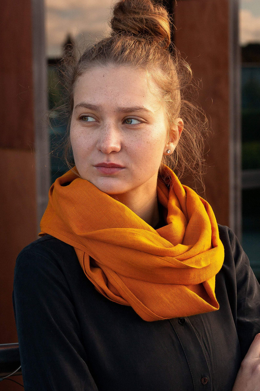 Mustard Linen Scarf