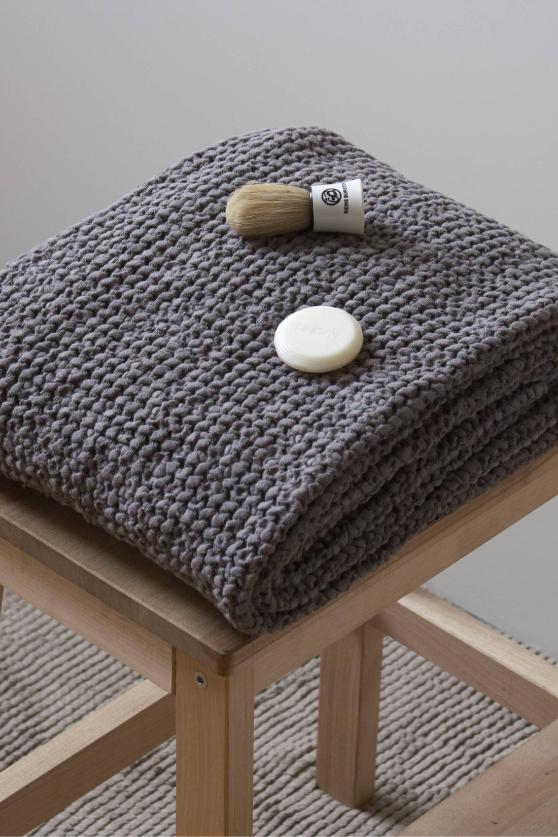 Dark Gray Linen Waffle Bath Towel