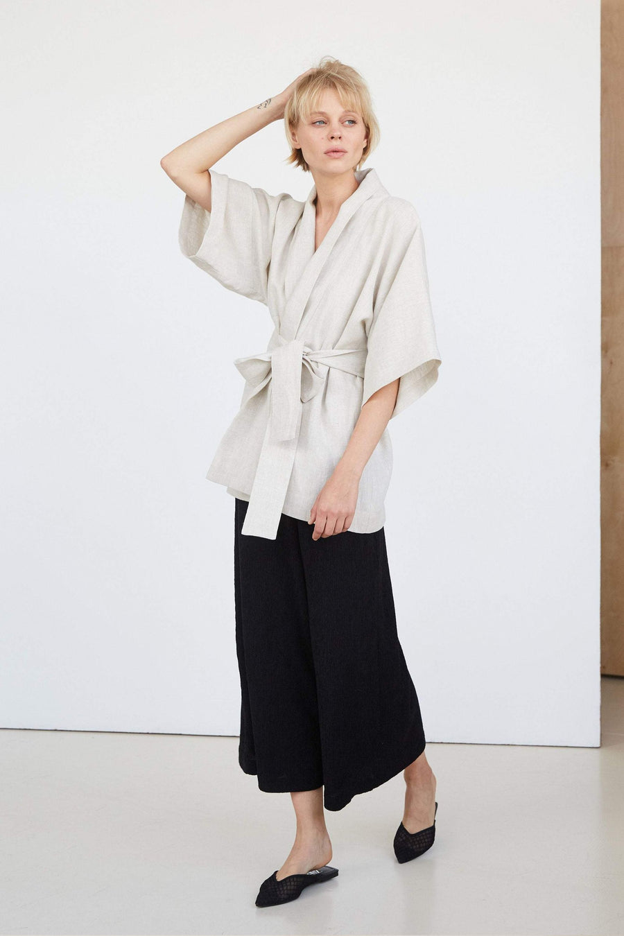 Natural Light Linen Kimono Jacket