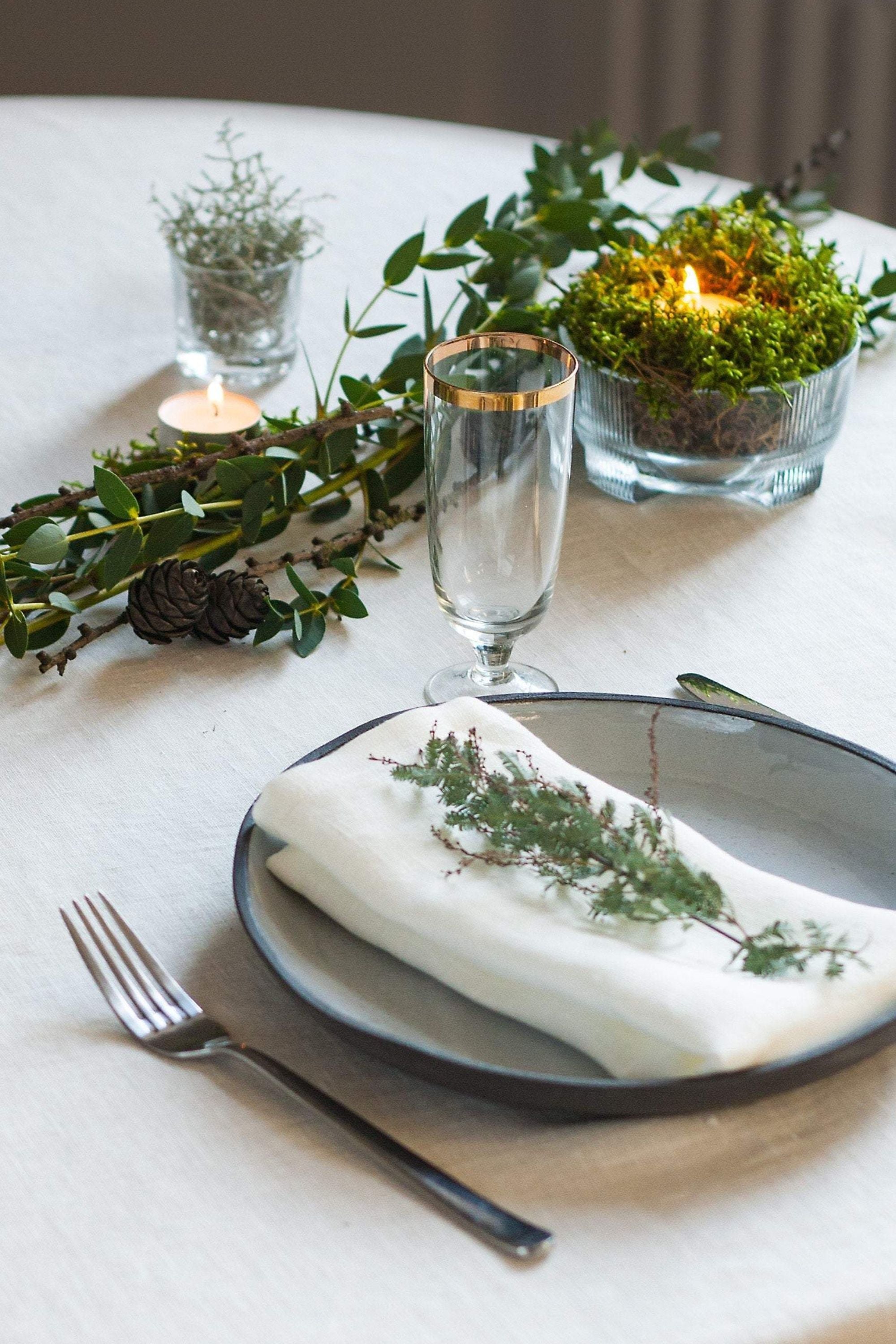 Off White Linen Napkins Set Of 2 Mitered Corners