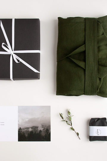 Dark Green Linen Robe Gift Set