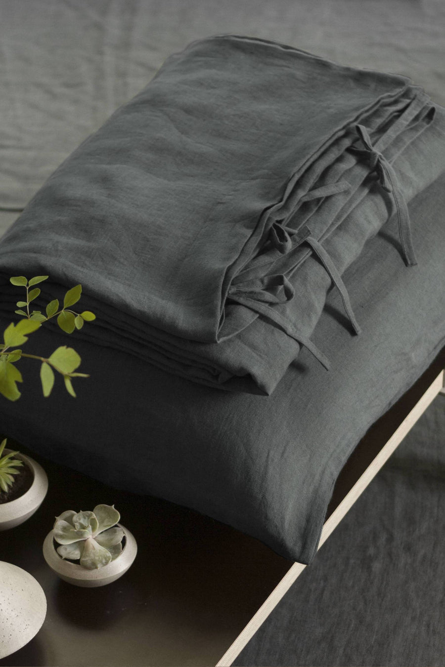 Graphite Gray Linen Duvet Cover