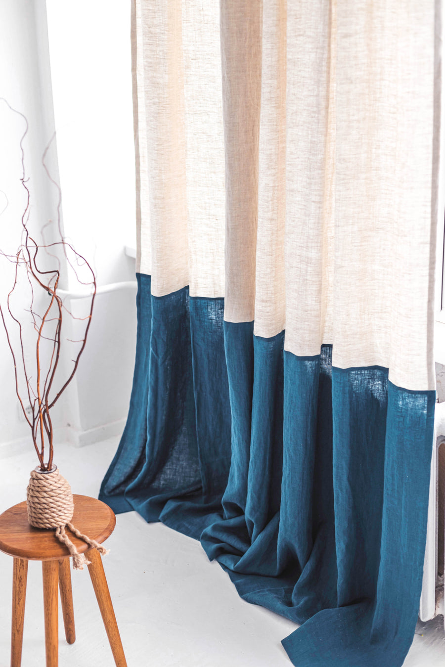 color block linen curtains