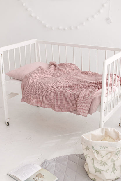 White Waffle Linen Baby Blanket