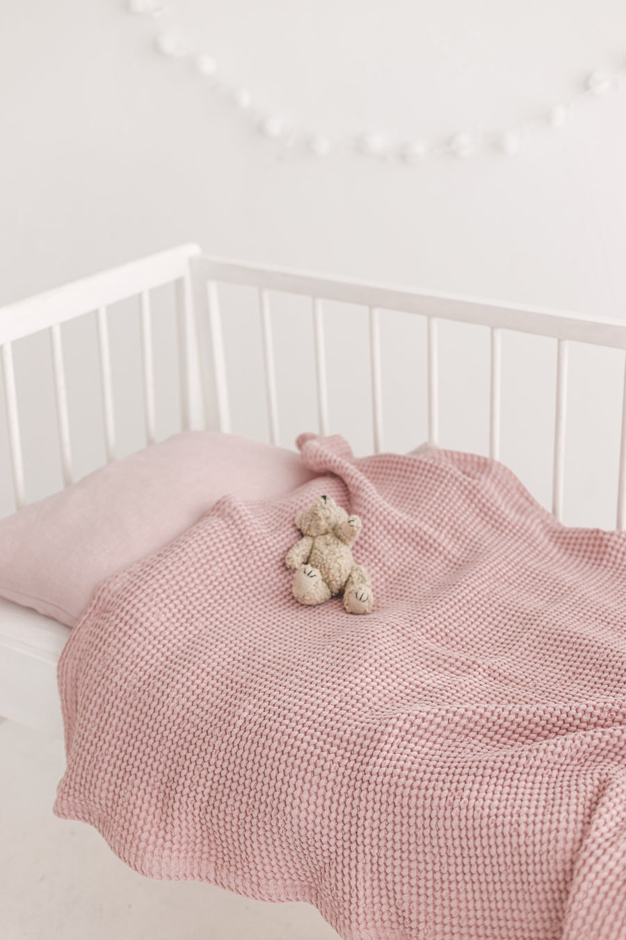 White Waffle Linen Baby Blanket