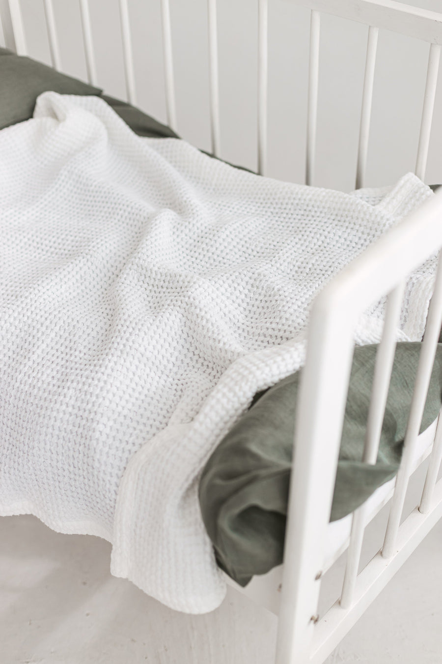 White Waffle Linen Baby Blanket