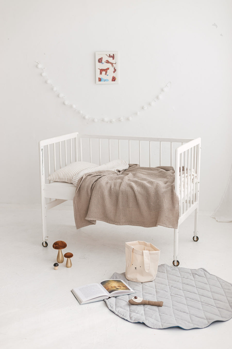 White Waffle Linen Baby Blanket